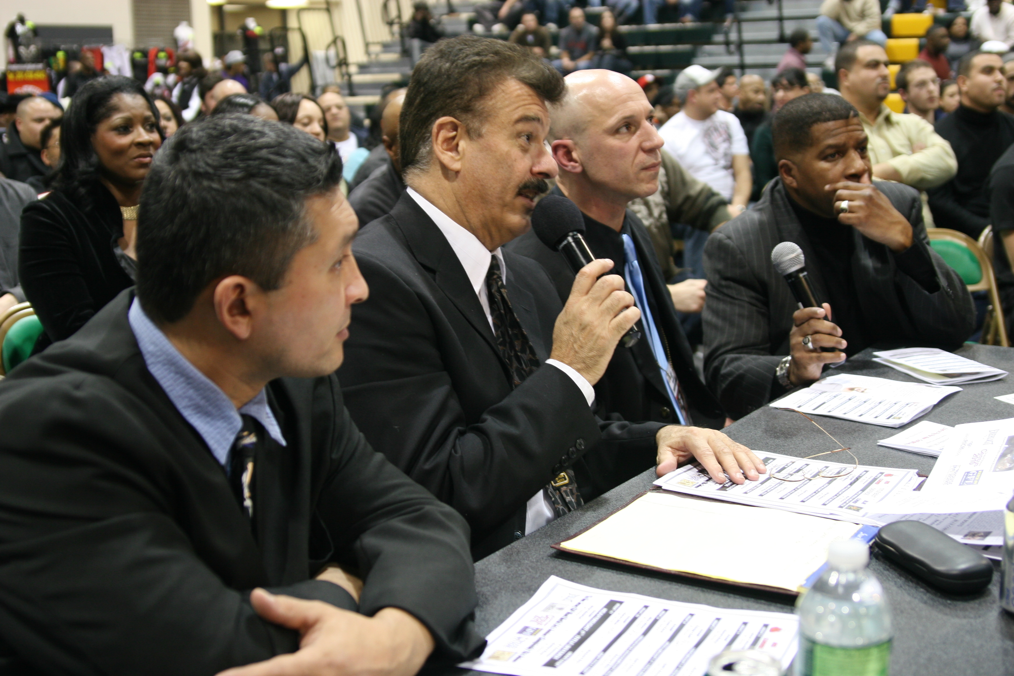 From left to right,(color commentary) Jones Nunez,Bob LeBlein,Phil Ross and Sulfullah Carman