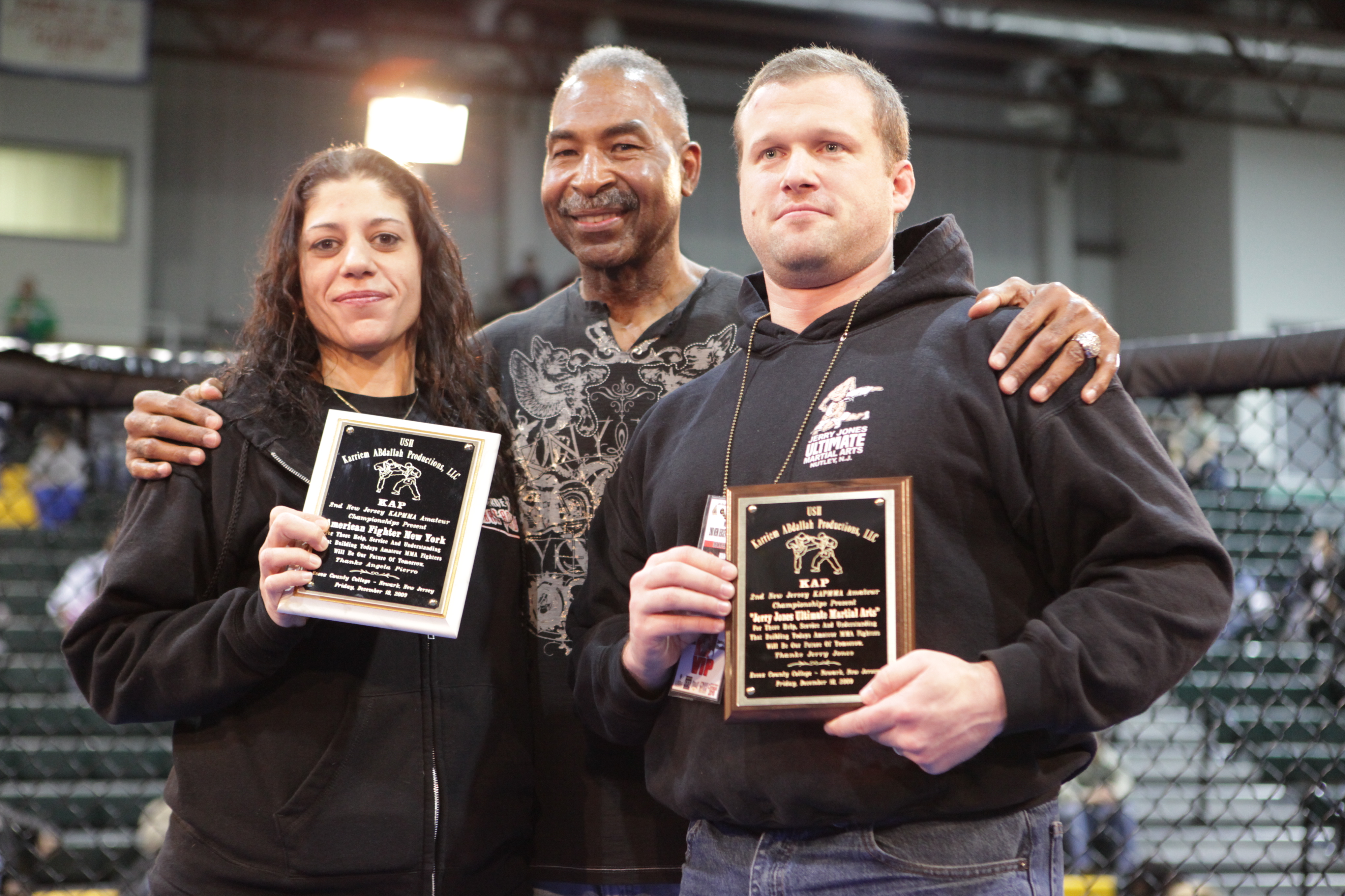 Promoter Karriem ABdAllah give two outstaning instructors awards for there dedication and loyalty to there students and the World of MMA. Angela Pierro and Jerry Jones